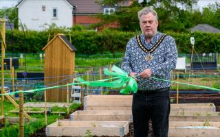 Councillor Gareth DeBoos officially opened the new allotment site at Crow Arch Lane