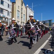 Marching band through Poole Quay on Saturday, May 4