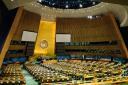 Interior of the chamber of the UN General Assembly at United Nations headquarters in New York (Alamy/PA)
