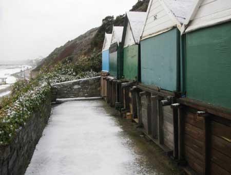 East Cliff beach huts on Jan 6, 2010. Sent in by Magdalene Hanney. 
 