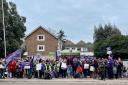 Teachers on the picket lines at Victoria Education Centre