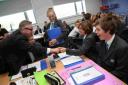 ‘FANTASTIC’: Education Minister Michael Gove MP talks to students at the Swanage School