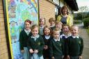 SECURITY IS THE KEY: Headteacher Val Arbon with pupils