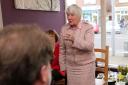 Baroness Shirley Williams speaking to Liberal Democrat supporters at Molly's Cafe in Broadstone.