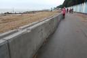 Temporary flood defences built at Avon Beach in Christchurch. Picture by Corin Messer..