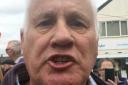 PLEASED TO MEET YOU?: Voter Malcolm Baker confronted Lib Dem leader Tim Farron in Kidlington