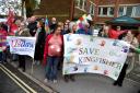 Hospital campaigners from DCH and Poole protesting ahead of CCG governing body meeting
