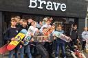 Young skaters celebrate the opening of BraveBoards in Highcliffe