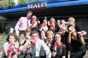 The staff at Beales - with the Echo's Tim Saunders front and centre