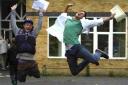 HAPPY DAY: Students at St Peter’s School in Southbourne celebrate their exam success.
