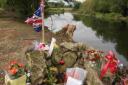 IN MEMORY: The impromptu shrine that has been established on the Stour’s banks near where Flt Lt Jon Egging died