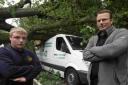Billy Harwod and, right, Chris Lloyd who were in this van when a tree fell on to it