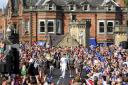 The Olympic torch comes over Lendal Bridge .