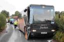 ROAD HORROR: The scene after a collison between two coaches carrying schoolchildren near Cerne Abbas