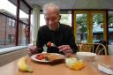 FULL ENGLISH FUEL: Former Mayor of Bournemouth Cllr Phil Stanley-Watts tucks into hospital food at the Royal Bournemouth Hospital