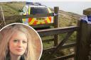A police cordon on the coast near Swanage following the disappearance of Gaia Pope, pictured inset.