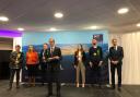 Graham Farrant, Acting Returning Officer and BCP Council Chief Executive announces Tobias Ellwood as winner of Bournemouth East at the BIC on December 13, 2019, during the 2019 general election. Picture by BCP Council.