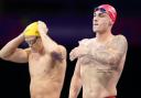England's Jacob Peters (right) before the Men's 100m Butterfly - Final at Sandwell Aquatics Centre on day five of the 2022 Commonwealth Games in Birmingham. Picture date: Tuesday August 2, 2022. PA Photo. See PA story COMMONWEALTH Swimming. Photo