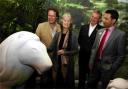 TOWN GETS LION’S SHARE: Virginia McKenna with her son Will Travers, chief executive officer of the Born Free Foundation, left, and actor Martin Clunes, second right, and Mike Bartlett, development officer for Julia’s House