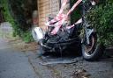 CHARRED: Burnt out moped in Gerald Road, Bournemouth