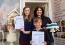 Helen Shaw of Vanilla Pink Cakes and Abigail and Samuel Clark who are promoting the children's competition. (22977619)