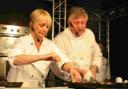 CAN COOK, WILL COOK: Celebrity chefs Lesley Waters and Brian Turner during their cookery demonstration<p>Picture: Hattie Miles