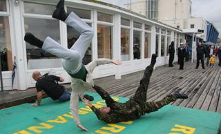 Launch event at Bournemouth Pier -  demonstration by members of the Royal Marines Commando display team.