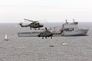 The Royal Navy Black Cats Helicopter Display Team take to the skies.

