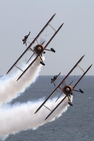 Echo photographers have been out and about on the first day of the Bournemouth Air Festival.  Breitling Wing Walkers .
