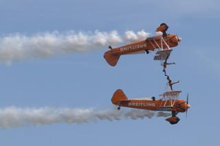 Echo photographers have been out and about on the first day of the Bournemouth Air Festival.  Breitling Wing Walkers 