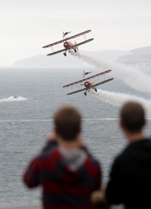 The Breitling Wingwalkers put on an excellent show despite the wind.