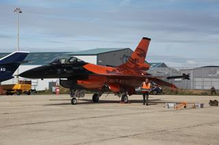The F-16 Fighting Falcon on the ground at Bournemouth Airport