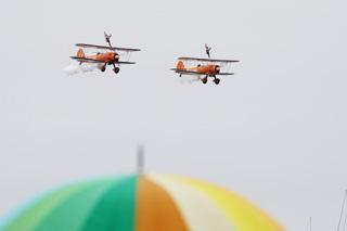 The Breitling Wingwalkers - one of the few flights to take to the skies due to the poor weather.  