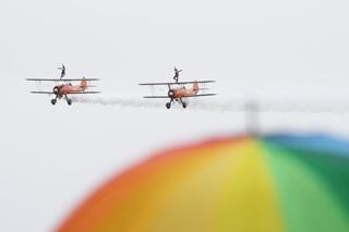 The Breitling Wingwalkers - one of the few flights to take to the skies due to the poor weather.  