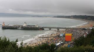 Rain filled skies over Bournemouth Pier