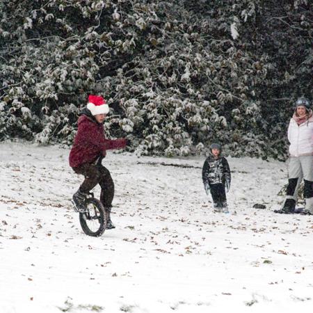 Unicycling at the second hole at Queens Park on December 2, by  Ray Simpson