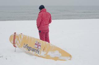 The lifeguards are working in all weathers. Ed Stevens.  Photo by Jason Kelly.