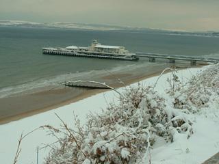Bournemouth beach and pier with the snow taken 2nd December, 2010.  Taken by Joanna Smith.