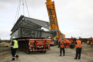 The Twin Sail Bridge site in Hamworthy. The site sees the delivery of the first steel parts of the bridge. 9/3/11. 