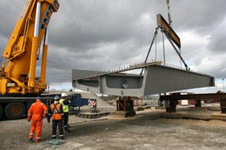 The Twin Sail Bridge site in Hamworthy. The site sees the delivery of the first steel parts of the bridge. 9/3/11. 