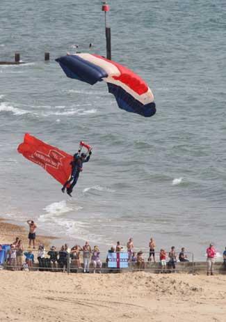 The Tigers parachute display team come into land. Picture: Richard Crease.