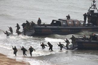 Royal Marines beach assault.