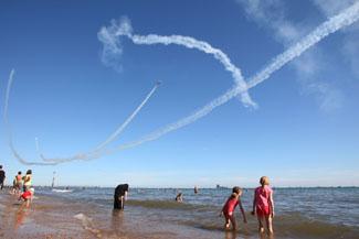 Saturday Flying display. The view from the beach.