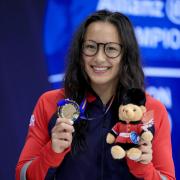 Great Britain's Alice Tai with her Gold Medal after winning the Women's 100m Freestyle S8 Final during day one of the World Para Swimming Allianz Championships at The London Aquatic Centre, London. PA Photo. Picture date: Monday September 9,