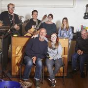 Coda staff, volunteers and participants taking part in the ‘Beautiful Sounds’ music session