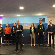 Graham Farrant, Acting Returning Officer and BCP Council Chief Executive announces Tobias Ellwood as winner of Bournemouth East at the BIC on December 13, 2019, during the 2019 general election. Picture by BCP Council.