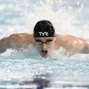 Jacob Peters swimming in heat 5 of the Men's 100m Butterfly during day four of the 2019 British Swimming Championships at Tollcross International Swimming Centre, Glasgow..