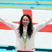 England s Alice Tai celebrates her win with her Gold Medal after the Women s 100m Backstroke S8 Final at Sandwell Aquatics Centre on day three of the 2022 Commonwealth Games in Birmingham. Picture date: Sunday July 31, 2022. PA Photo. See PA story