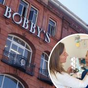 Gia Mills, inset doing make-up for Made in Chelsea's Louise Thompson, is bringing her brand Skin in Motion to Bobby's in Bournemouth
