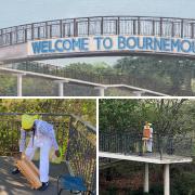 Samantha Ngwenya painting the ‘Welcome to Bournemouth’ sign on the Wessex Way bridge